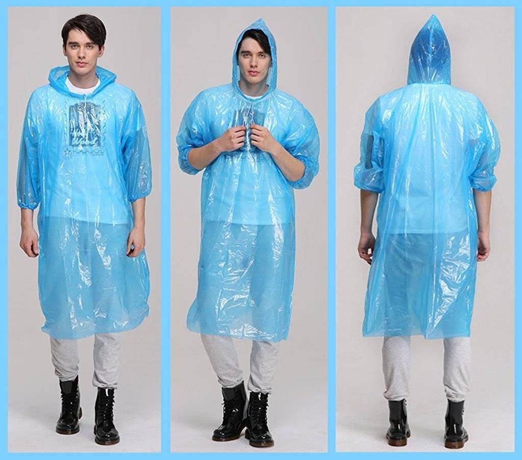 1425 Waterproof Rain Poncho with Drawstring Hood Pocket DeoDap