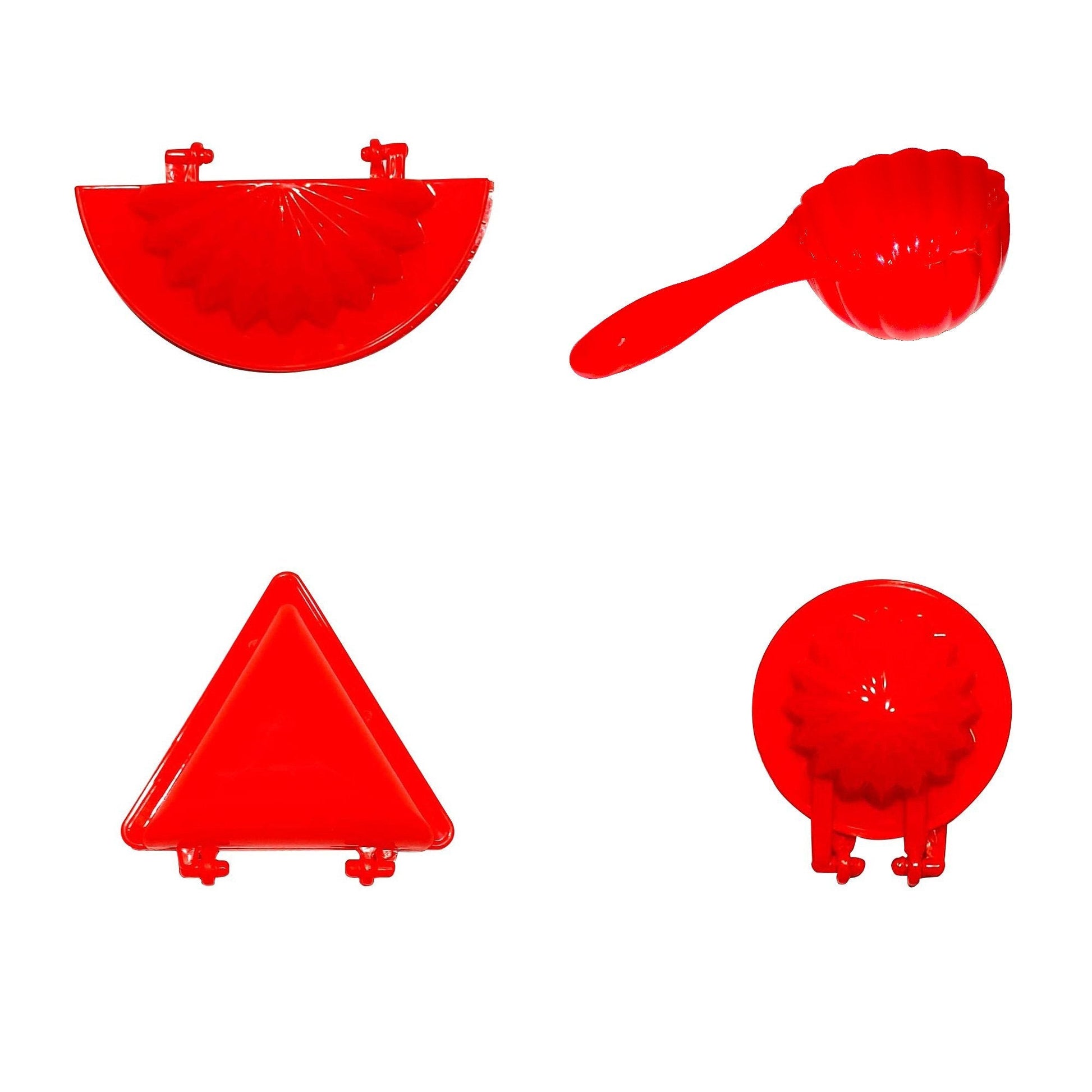 2403 4 Pcs Plastic Red Kitchen Tool Mould Dough Press DeoDap