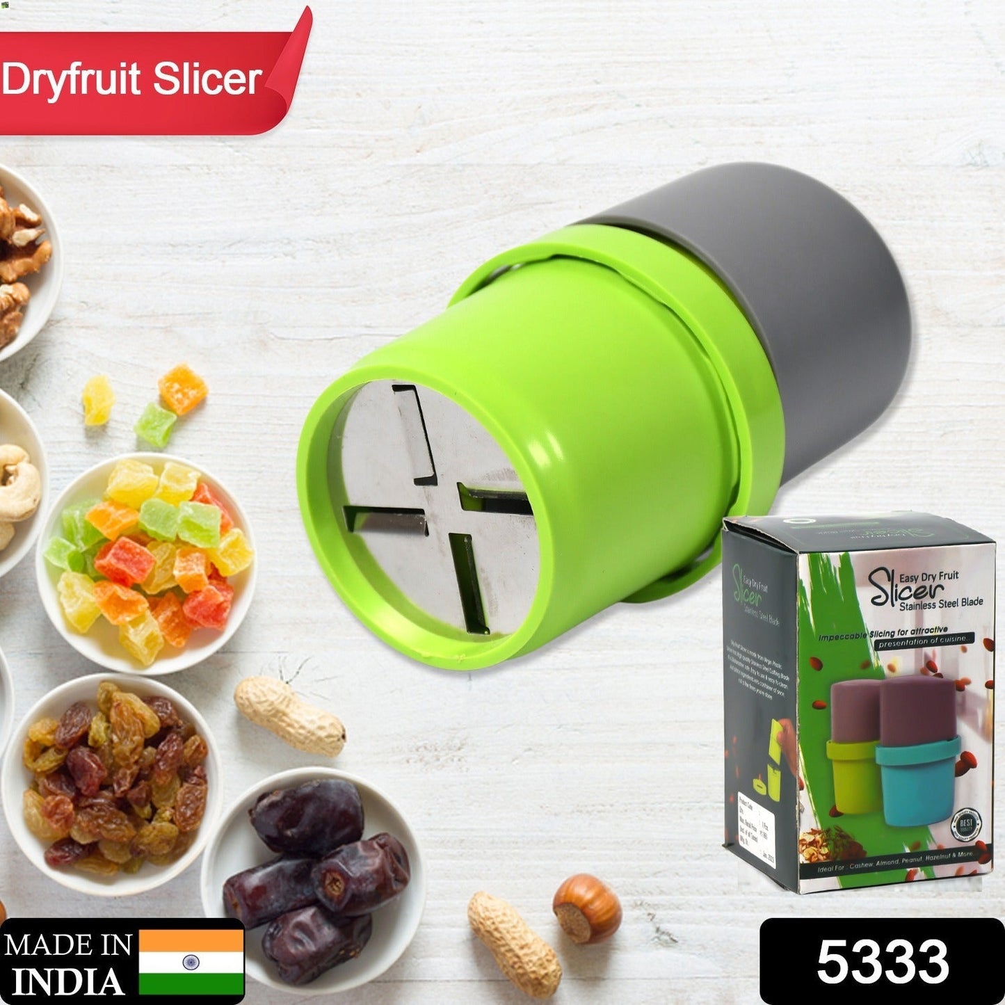 5333 Plastic Dry Fruit and Paper Mill Grinder Slicer, Chocolate Cutter and Butter Slicer with 3 in 1 Blade, Standard, Multicolor DeoDap