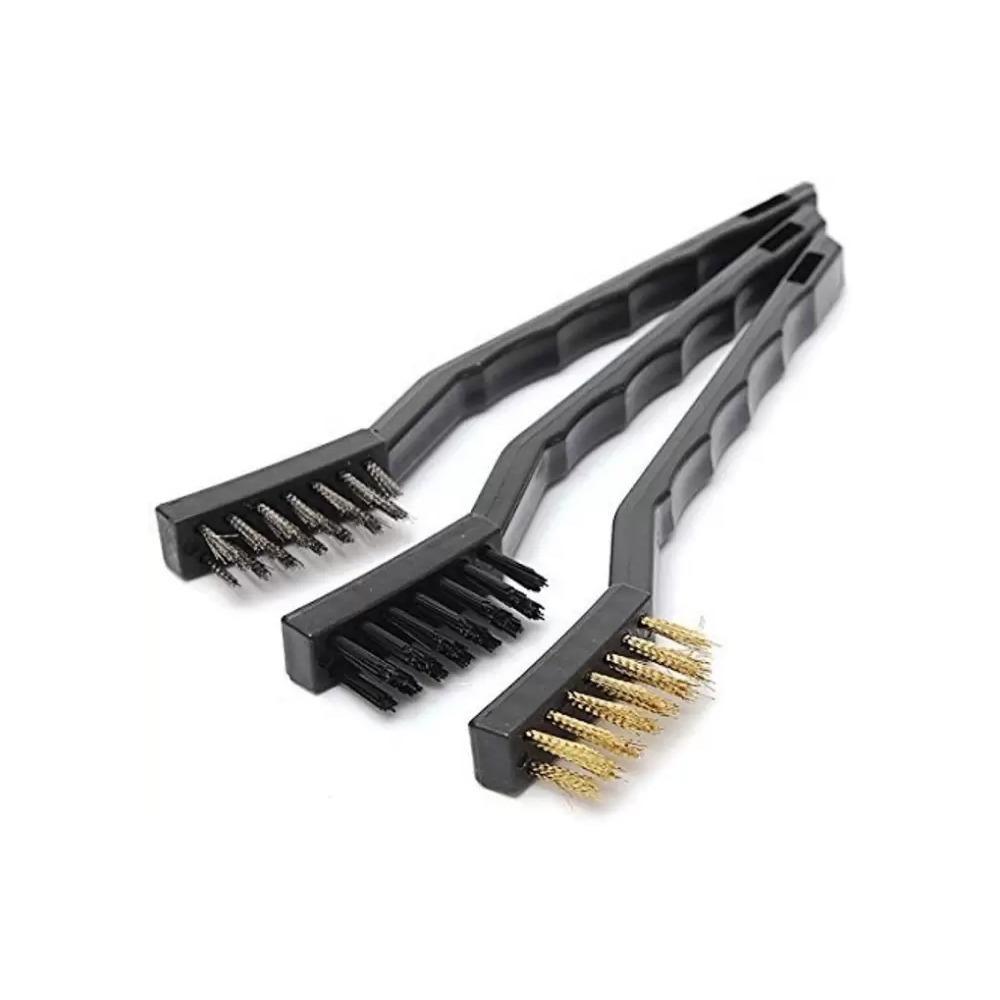 244 -3pcs Mini Wire Brush Set (Steel/Nylon/Brass Brush) DeoDap