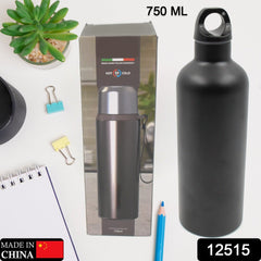 12515 Vacuum Stainless Steel Water Bottle With Carry Handle, Fridge Water Bottle, Leak Proof, Rust Proof, Cold & Hot | Leak Proof | Office Bottle | Gym | Home | Kitchen | Hiking | Trekking | Travel Bottle (750 ML)