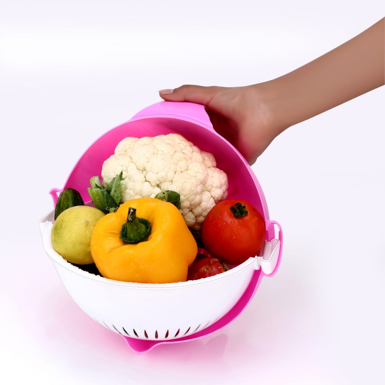 2214 Multifunctional Vegetable Fruits Cutter Shredder with Rotating Drain Basket DeoDap