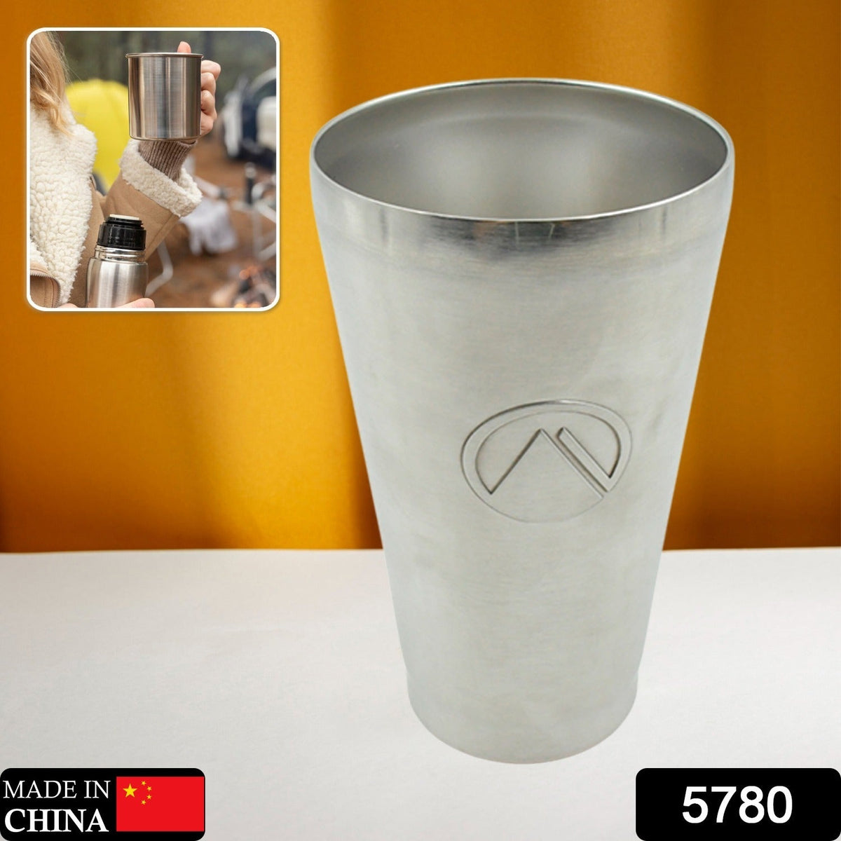 5780 Stainless Steel Vacuum Insulated Travel Mug/ Glass Reusable Water Glass/Serving Unbreakable Drinking Glasses Plain Design for Everyday Use Drinks Water, Tea Mug, Outdoor, Home, Office (1 Pc)