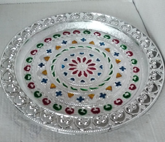 2235 Silver Plated Pooja Thali DeoDap