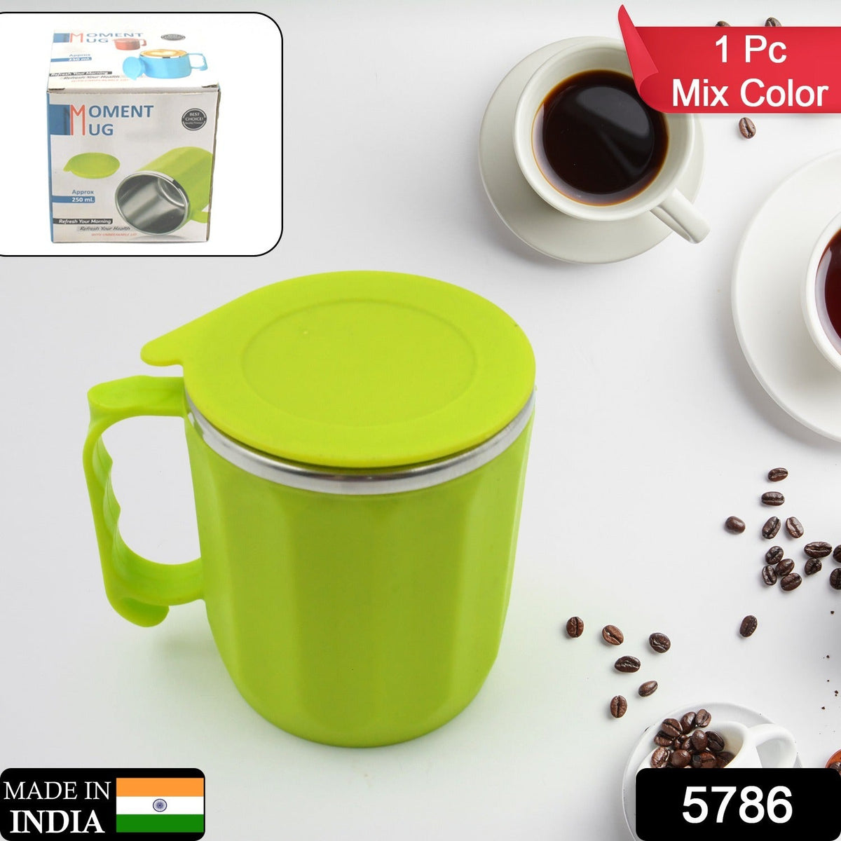 Stainless Steel Lid Cover Hot Coffee/Tea Mug Hot Insulated Double Wall Stainless Steel, Coffee and Milk Cup with Lid - Coffee Cup Approx 250 ML, 300 ML ( 1 Pc Mix Color)