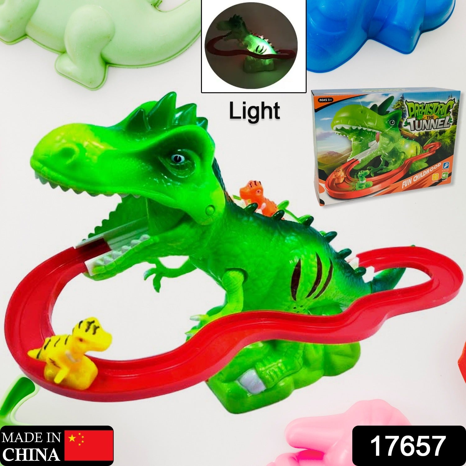 17657  Children Electric Tracks Climb Stair Dinosaur Toys Glowing With Sound Kid Toy Animals Model Interactive Toys