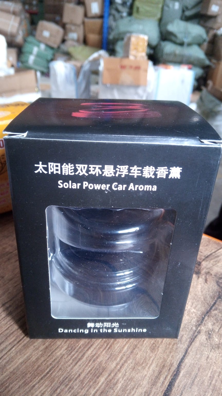6319 Solar Power Car Aroma Diffuser 360°Double Ring Rotating Design, Car Fragrance Diffuser, Car Perfume Air Freshener for Dashboard Home Office