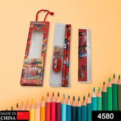 4580  Cartoon Wooden Pencil Set for Kids Boys Return Gifts Birthday Party Space Stationary Set Pencil Eraser Sharpener Combo Kit for Kids Boys