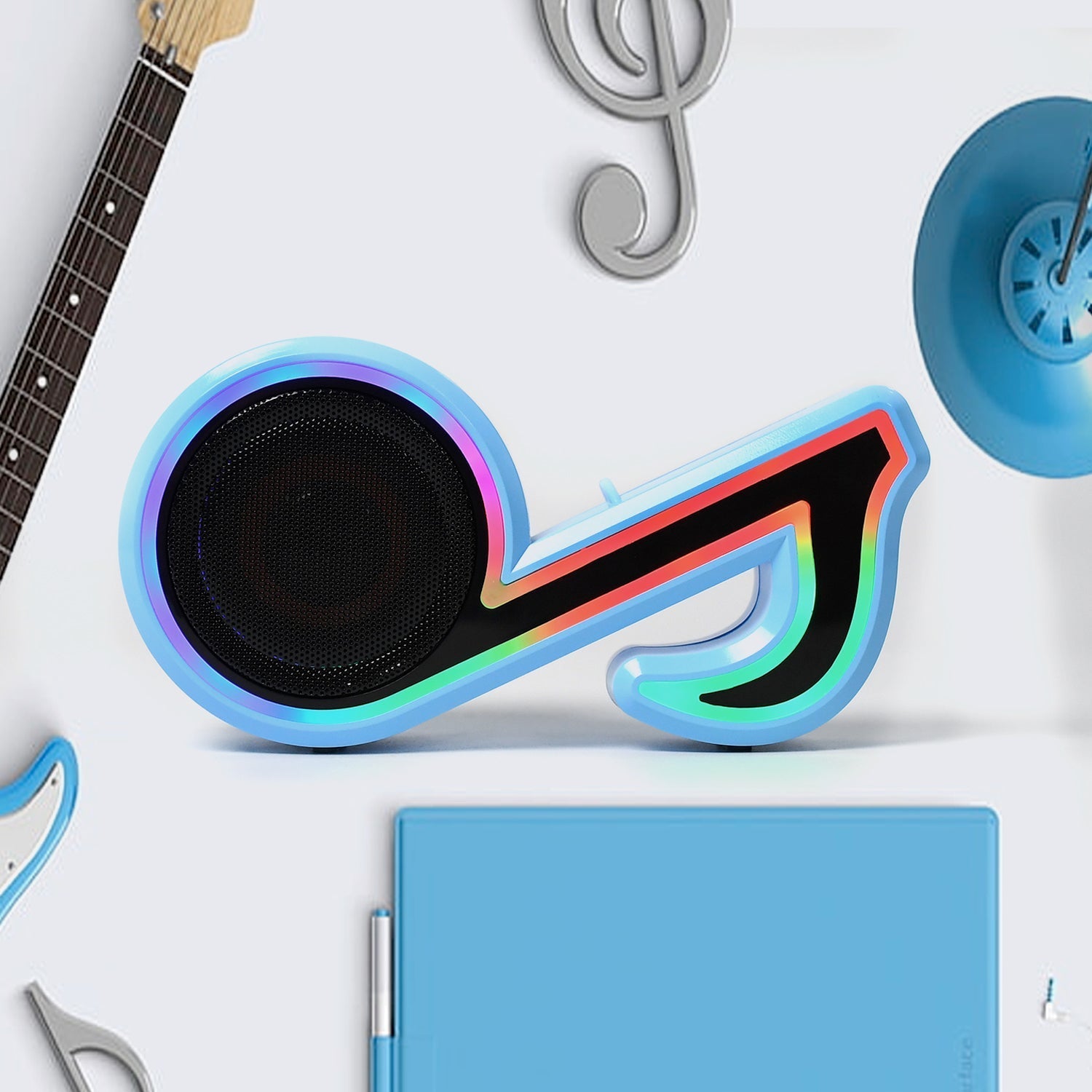 6068 Mini Portable Music Note Shape Speaker Subwoofer Colorful Musical Note LED Lighting Sound For Creatives Gift Computer Phone Sound Equipment DeoDap