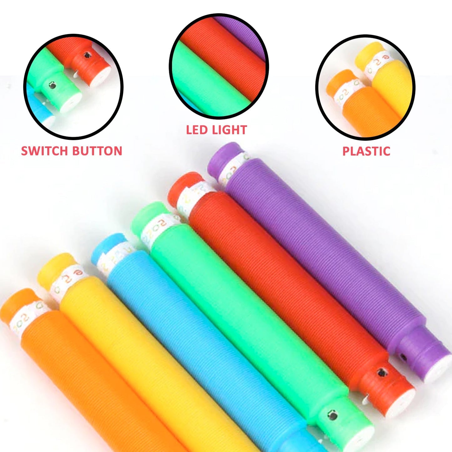 8055 Mini Pop Tubes, Colourful Tubes Sensory Toys Stretch Pipe Toy Fidget Tube Toys Pull Tubes Fidget Toys Sensory Stretch Tubes Fun Tubes for Autism Children Kids Adult Reduce Anxiety (pack of 12) DeoDap
